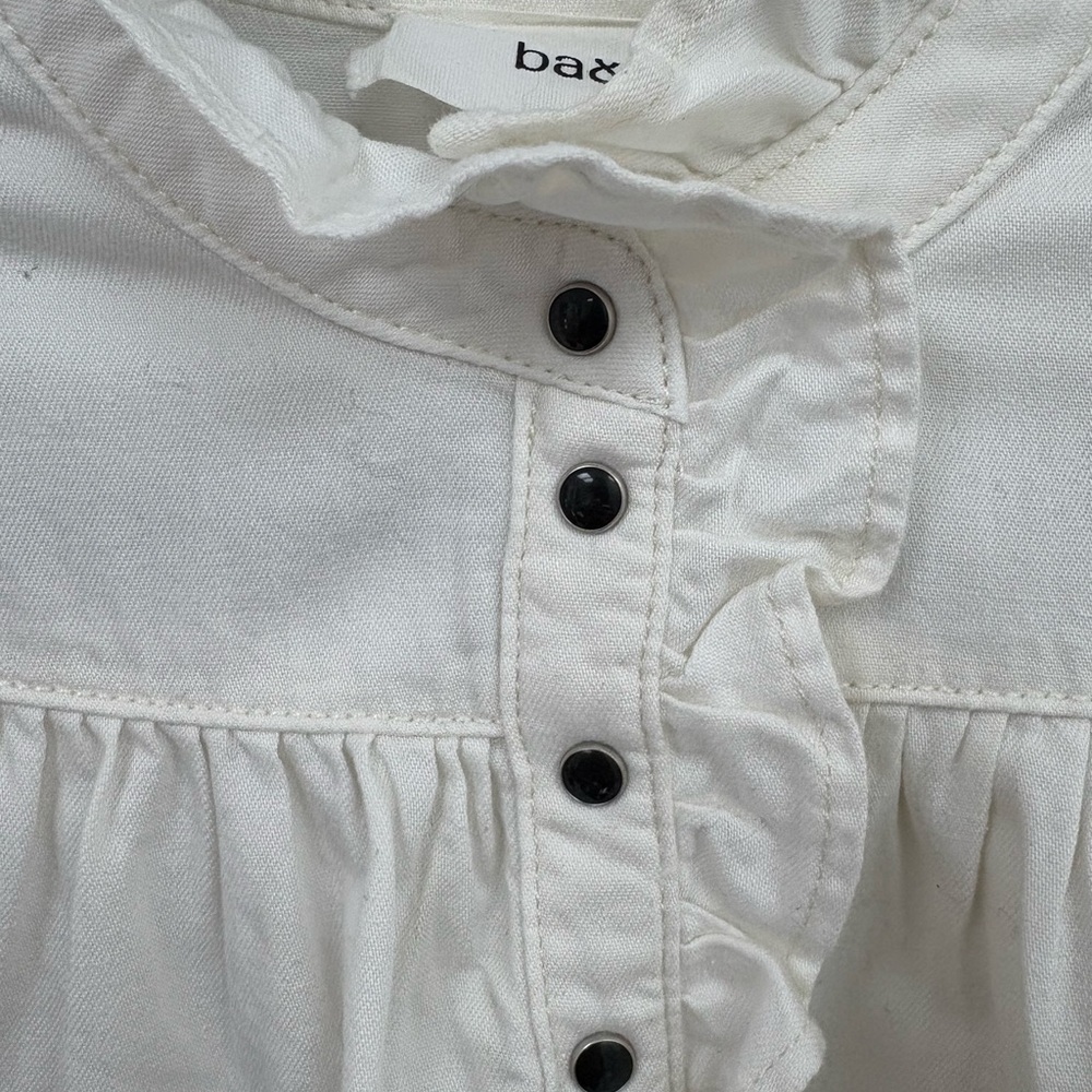 ba&sh Ivory Ruffle Front Button Long Sleeve Blouse - Picture 2 of 7